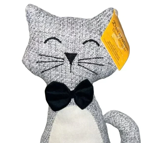 Elements Decorative Cat Door Stopper | NWT | Gray White Black - Picture 4 of 13